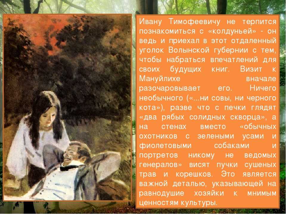 Образ и характеристика ивана тимофеевича в повести куприна олеся сочинение. главный герой иван тимофеевич — барин, которого основные черты и качества, психологический портрет персонажа