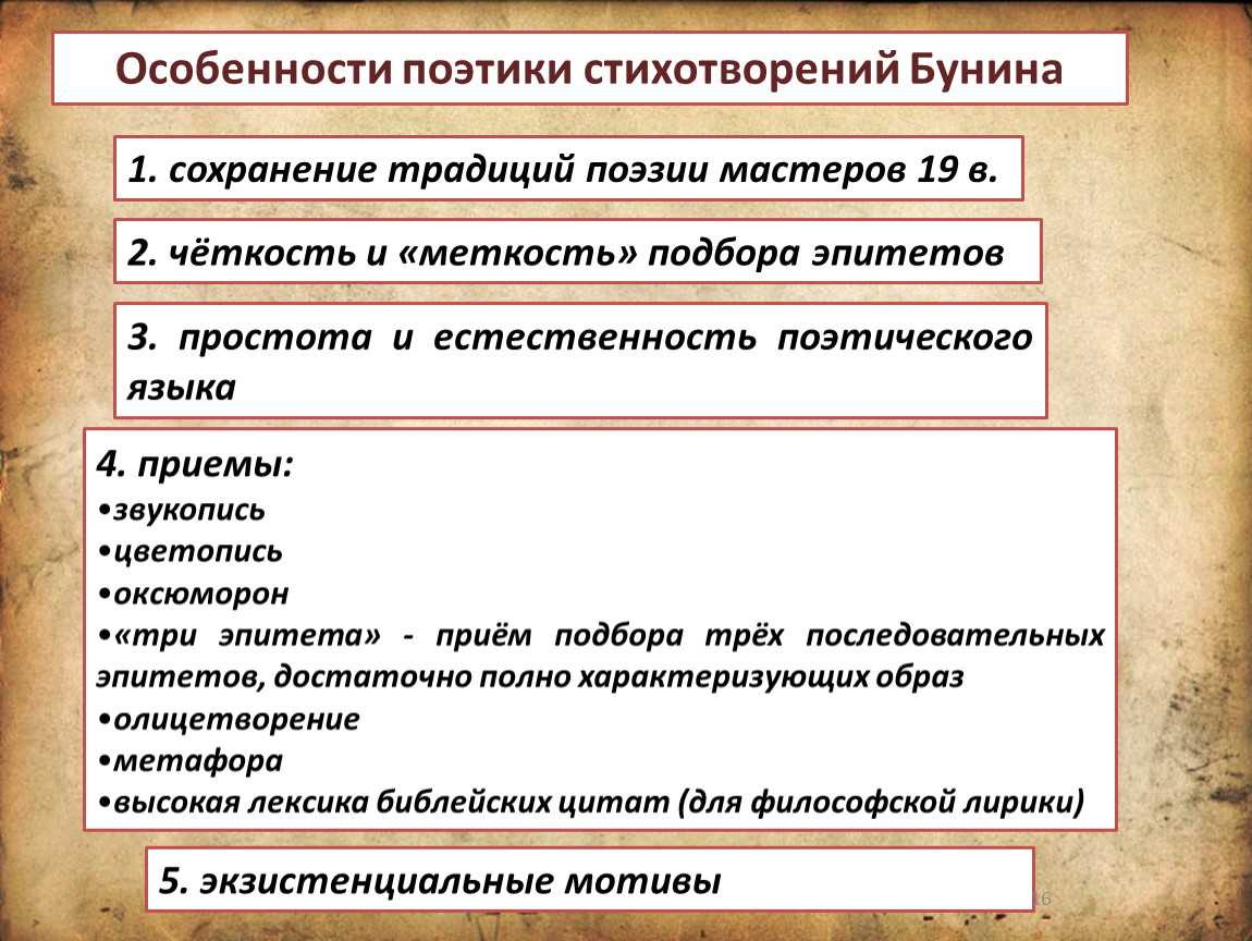 Особенности прозы бунина кратко