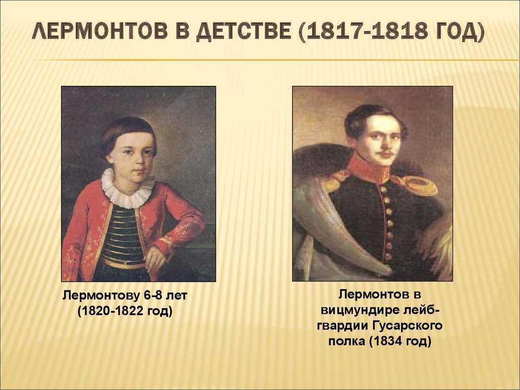 Детство лермонтова – кратко о годах юности поэта