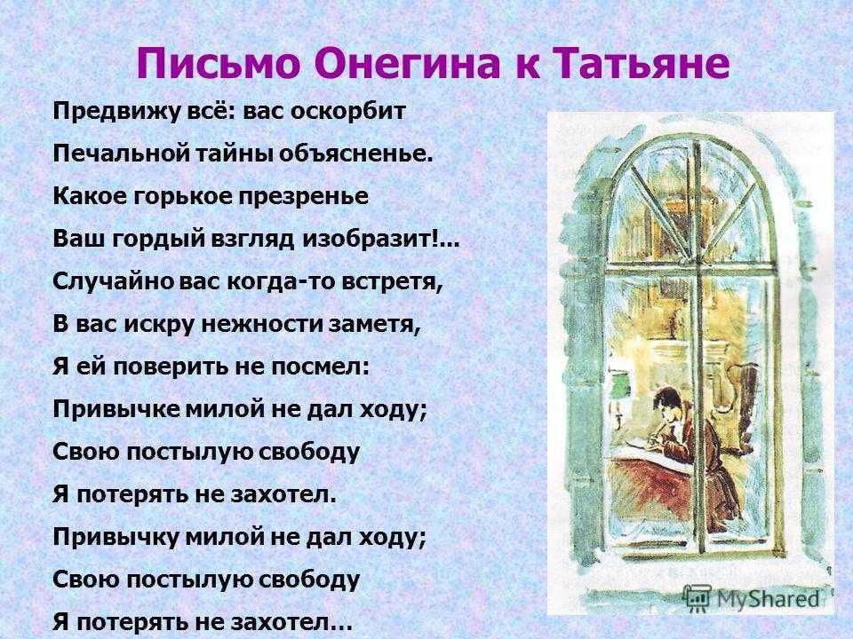 Письмо татьяны к онегину полностью с анализом стихотворения: смысл части