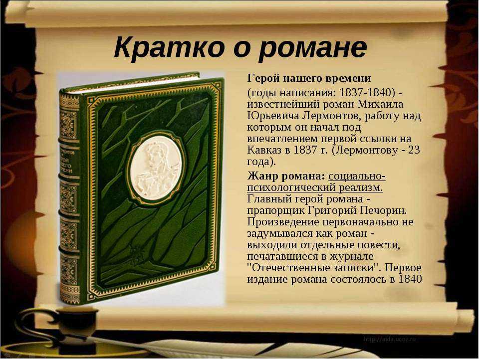 История создания романа герой нашего времени, м.ю. лермонтова презентация