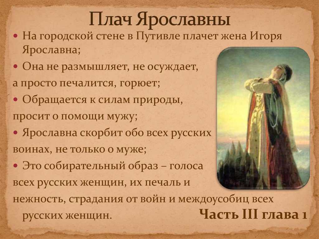 Образ и характеристика ярославны в поэме «слово о полку игореве»