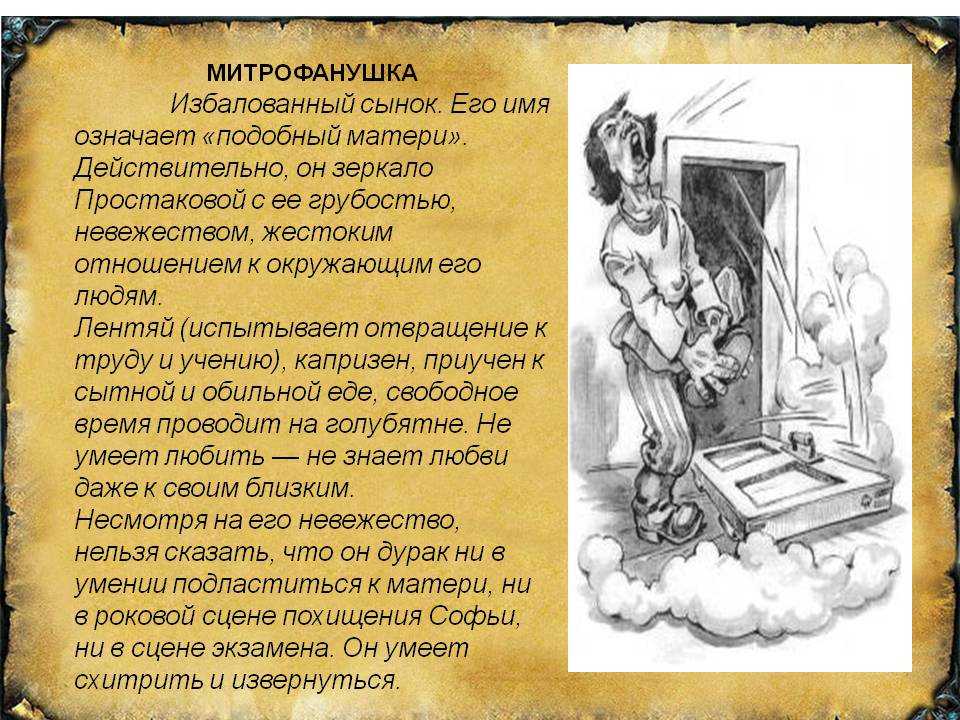 Характеристика милона в комедии недоросль кратко, образ с цитатами героя для сочинения в таблице