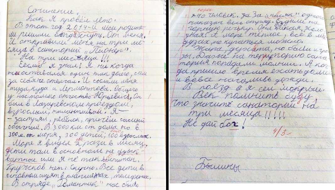 Сочинение «как я провел летние каникулы»