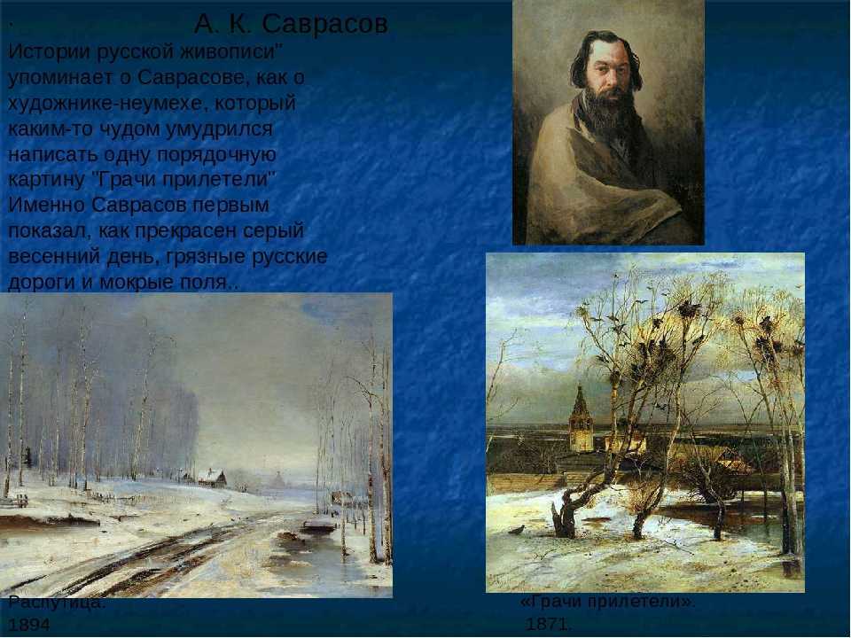 Сочинение-описание картины «зима», саврасов (2 варианта - кратко и подробно)